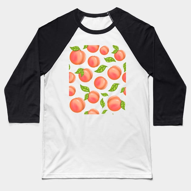 Peach Pattern Baseball T-Shirt by Kraina